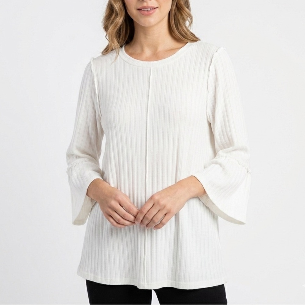 Anthropologie Entro Bell Sleeve blouse Top XLARGE Boat Neck Anthro
